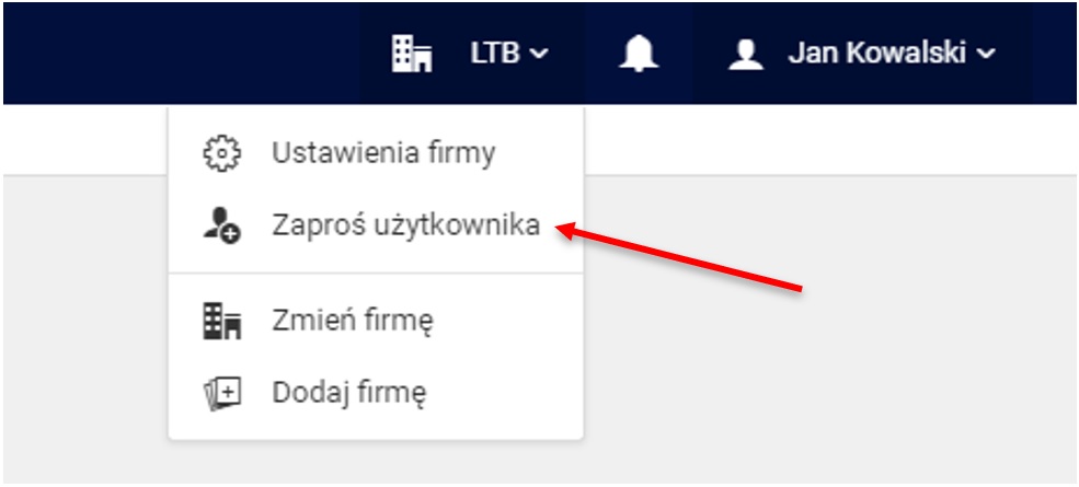 Zaproszenie użytkownika - oprogramowania do fakturowania online Melpe